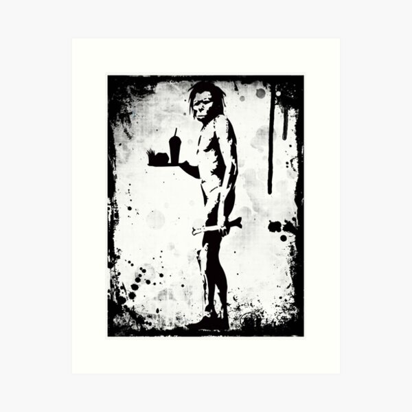 Banksy caveman Fast Food| Perfect Gift Art Print