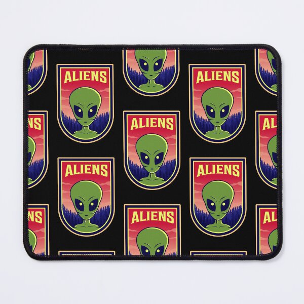 Item preview, Aliens retro badge funny ufo designed and sold by amy greaves.