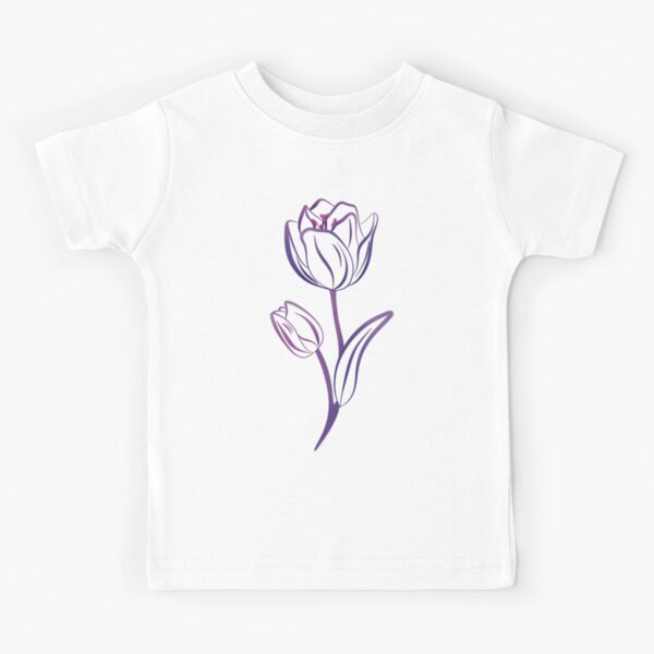 Pink and Purple flower. Floral in cute design with gold leafs pattern   Kids T-Shirt for Sale by Blue Artist