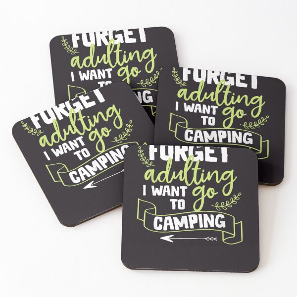 Item preview, forget adulting i want to go camping tents bond fire lake designed and sold by RobertVandivier.