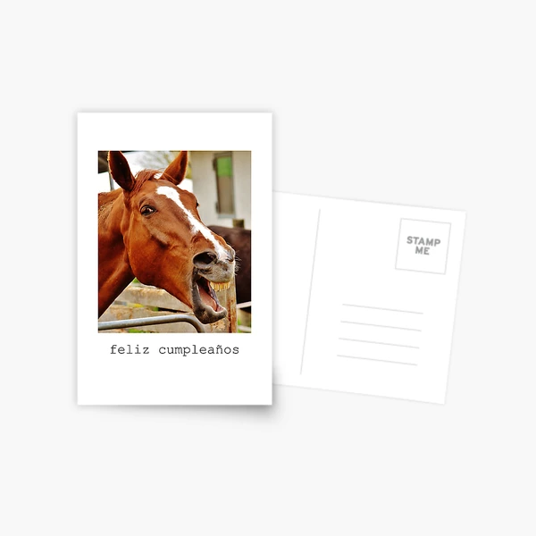 spanish-birthday-card-with-funny-horse-and-spanish-language-postcard-for-sale-by-pommallina-redbubble for Free Printable Birthday Cards With Horses Spanish birthday card with funny horse and Spanish language