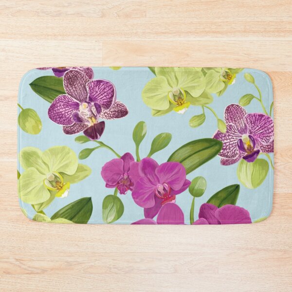 Item preview, Digital Purple Yellow Orchid Flowers Tropical Pattern designed and sold by WearWolfDesigns.