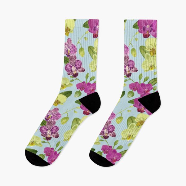 Item preview, Digital Purple Yellow Orchid Flowers Tropical Pattern designed and sold by WearWolfDesigns.