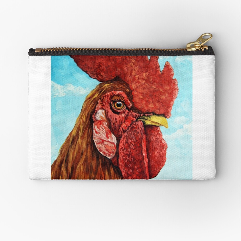 ROOSTER - realistic oil painting farm animal Zipper Pouch