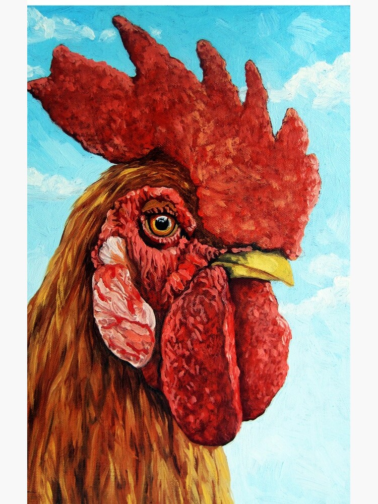 ROOSTER - realistic oil painting farm animal by LindaAppleArt