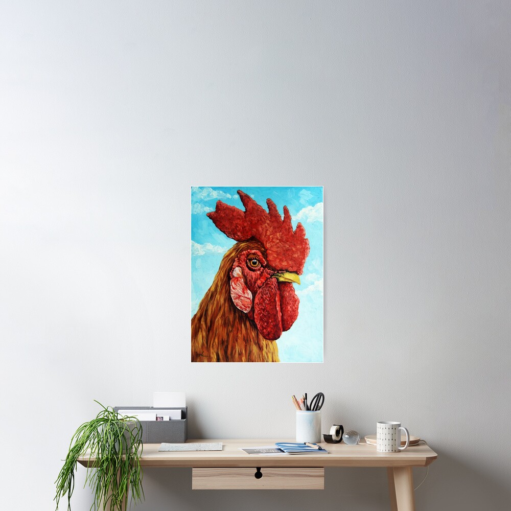 ROOSTER - realistic oil painting farm animal Poster