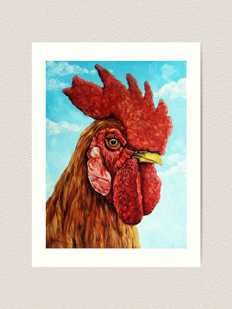 Alternate view of ROOSTER - realistic oil painting farm animal Art Print