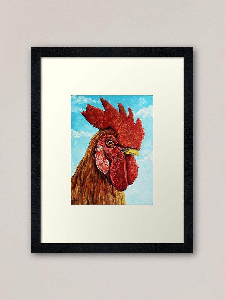 Alternate view of ROOSTER - realistic oil painting farm animal Framed Art Print