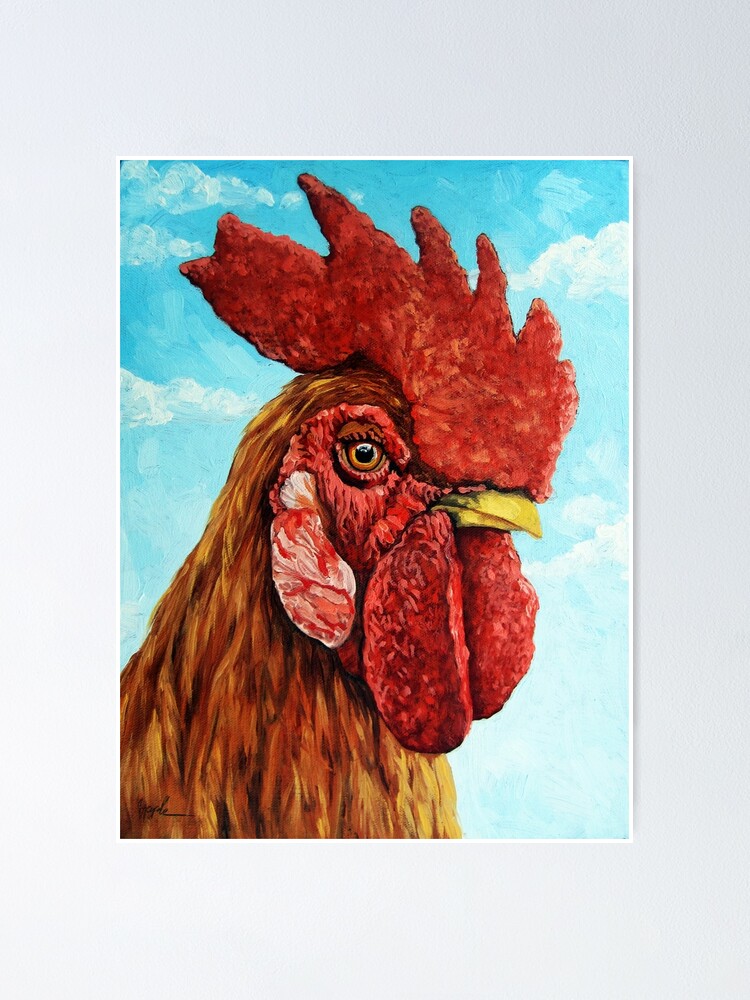 Alternate view of ROOSTER - realistic oil painting farm animal Poster