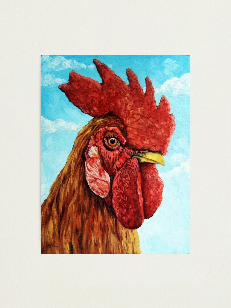 Alternate view of ROOSTER - realistic oil painting farm animal Photographic Print