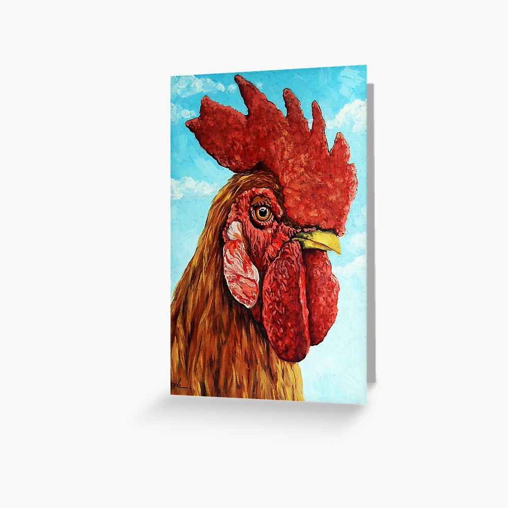 ROOSTER - realistic oil painting farm animal Greeting Card
