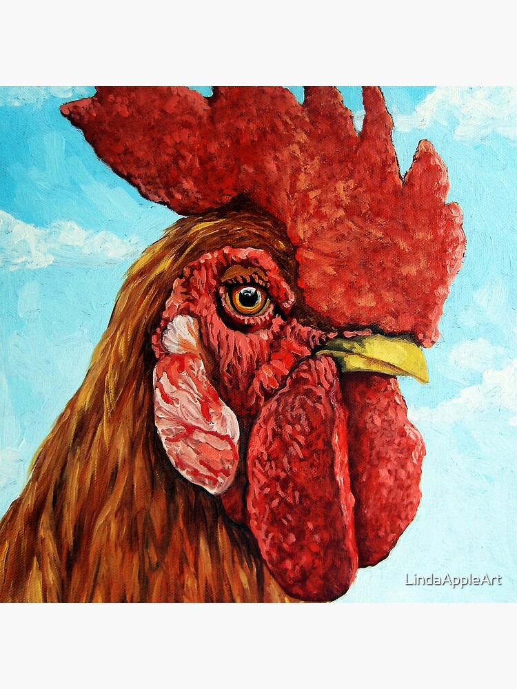ROOSTER - realistic oil painting farm animal by LindaAppleArt