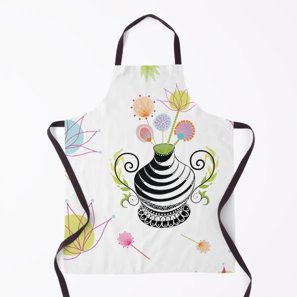 Artikelvorschau, Schwarz-Weiß-Vase mit nahtlosem Muster der Vektorblumen entworfen und verkauft von AleFairyland.