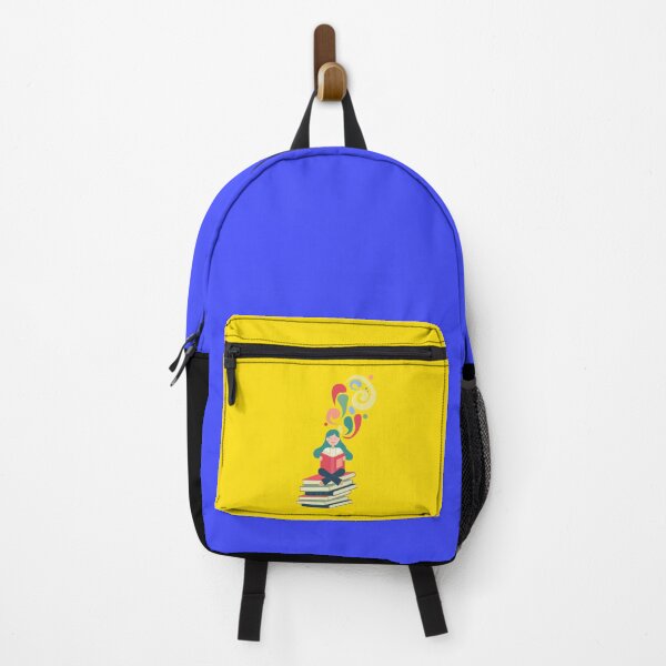 Item preview, Book Day, drawing of a girl reading a book and sitting on a stack of books designed and sold by Martapp.