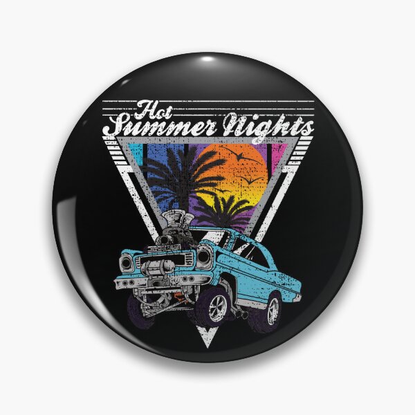 Item preview, Hot Summer Nights 80's Tropical Vintage Retro Dragstrip Muscle Car designed and sold by CharJens.