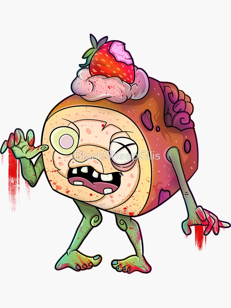 "Cute Strawberry Zombie Cake " Sticker by BlackSheepEllis Redbubble