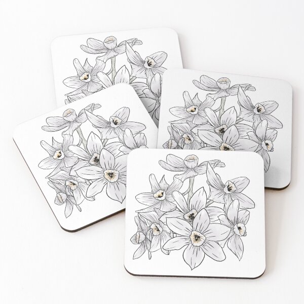 Item preview, Watercolor Paperwhite Flowers Line Drawing designed and sold by makesbymiss.