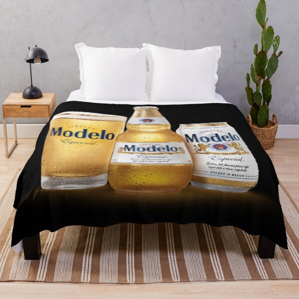 Black & White Modelo Especial Cerveza Beer Fleece Throw Blanket 