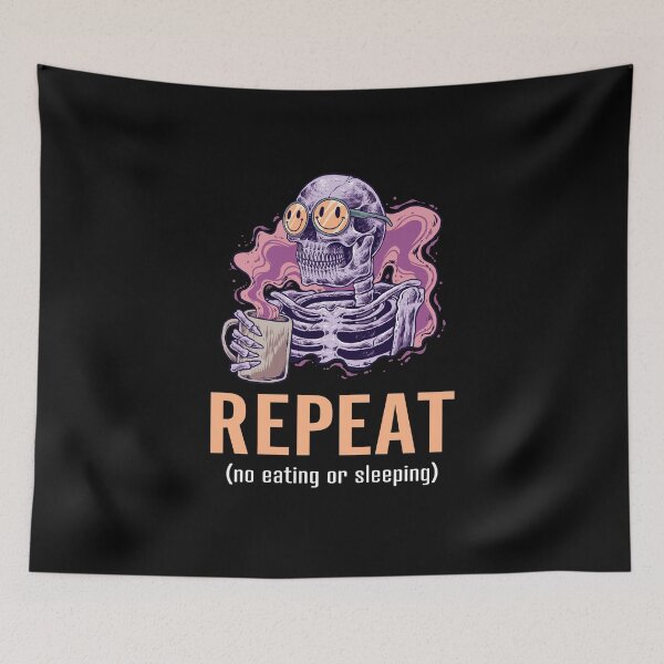 Item preview, Repeat (no eating or sleeping) Dead Tired Coffee Skeleton designed and sold by KemeDesign.