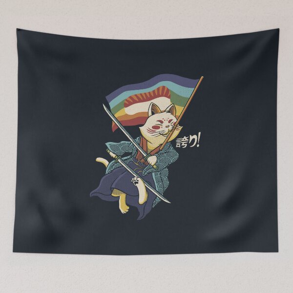 Item preview, Katana Cat Rainbow Flag Japanese Style Sushi by Tobe Fonseca designed and sold by Tobe Fonseca®.