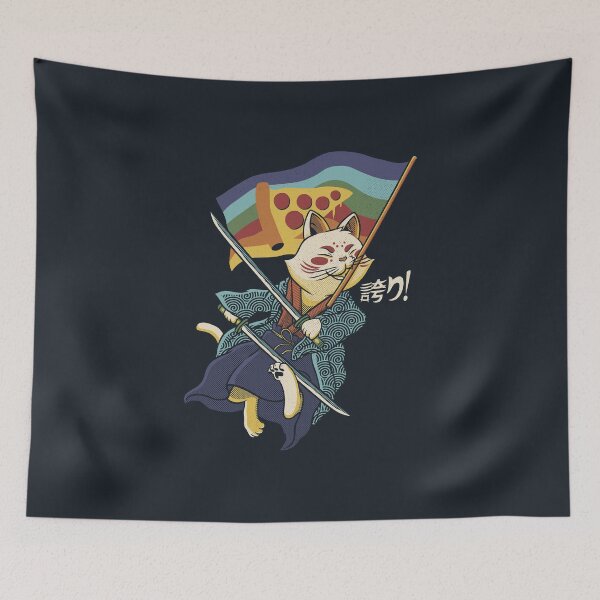 Item preview, Katana Cat Rainbow Flag Japanese Style Pizza by Tobe Fonseca designed and sold by Tobe Fonseca®.