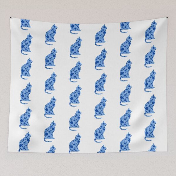 Item preview, Floral Cat - Blue designed and sold by Majo Art ✦ Digital Artist .