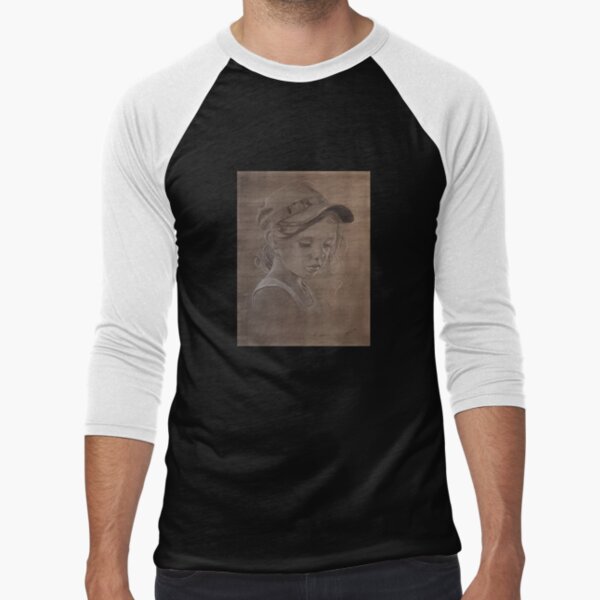 Jess - Drawing by Avril Thomas - Adelaide / South Australia Artist Baseball ¾ Sleeve T-Shirt