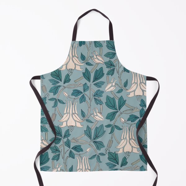 Item preview, Art nouveau Columbine White Flower Pattern, Blue Background designed and sold by Jaydee001.