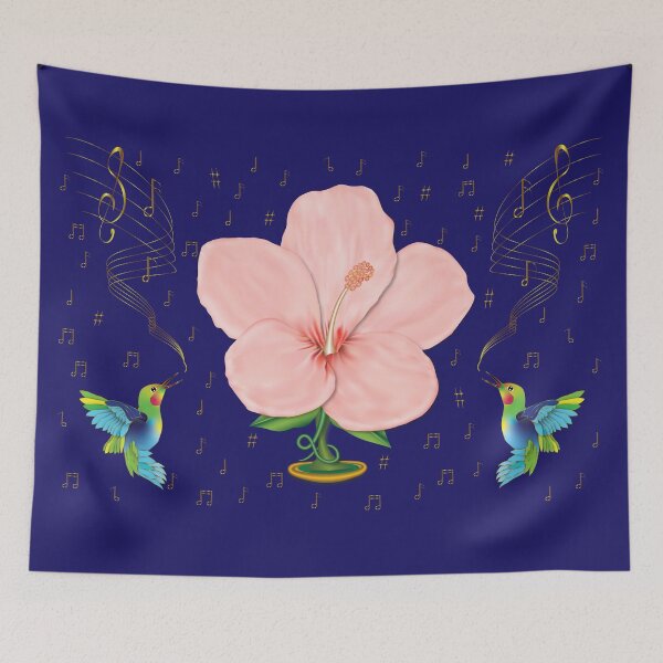 Item preview, Hibiscus, music and hummingbirds designed and sold by deux16moulins.