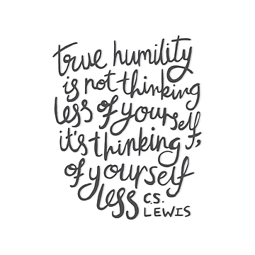 Artwork thumbnail, True Humility - CS Lewis Quote Hand Lettered Grey by Kit Cronk