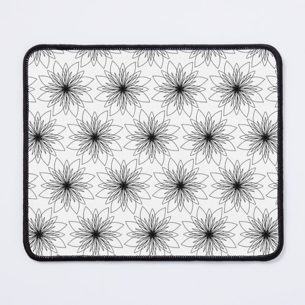 Item preview, white over black abstract line art flower pattern designed and sold by Wild-Rose-.