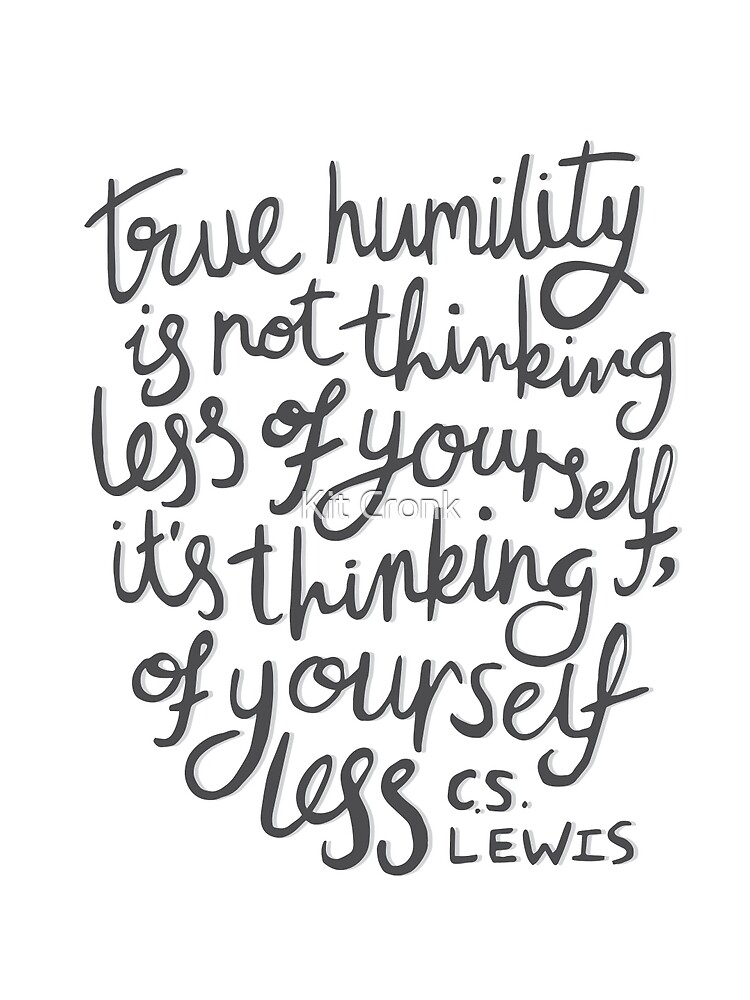 Thumbnail 3 of 3, Scarf, True Humility - CS Lewis Quote Hand Lettered Grey designed and sold by rubyandpearl.