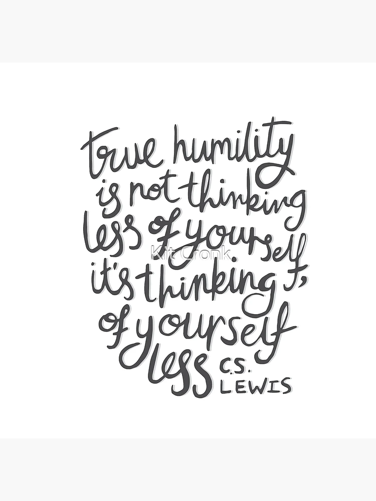 Thumbnail 4 of 4, Clock, True Humility - CS Lewis Quote Hand Lettered Grey designed and sold by Kit Cronk.