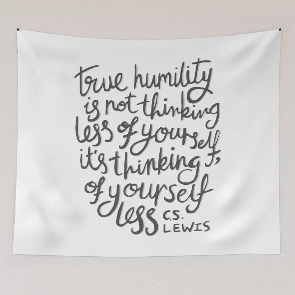 Item preview, True Humility - CS Lewis Quote Hand Lettered Grey designed and sold by Kit Cronk.