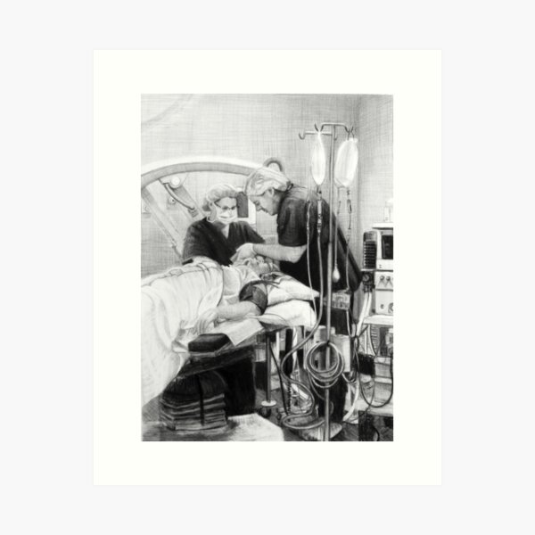 Intubation - Drawing by Avril Thomas - Adelaide / South Australia Artist Art Print