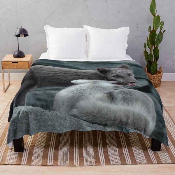 Item preview, Beautiful Arctic Foxes playing on the rocks in Autumn, Wild and Beautiful, Mesmerizing Eyes designed and sold by Orianah.