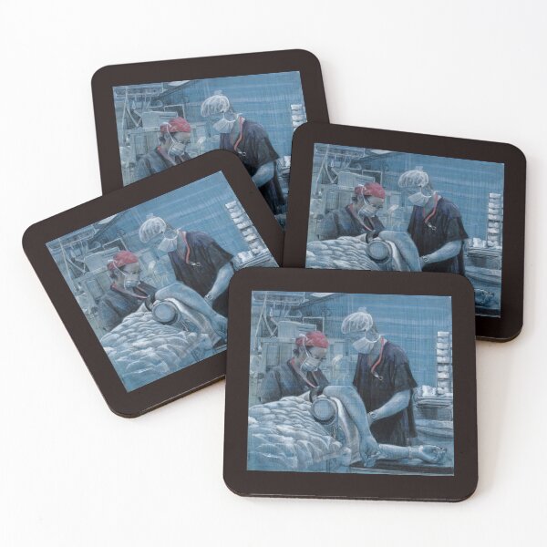 Anesthetics - Drawing by Avril Thomas - Adelaide / South Australia Artist Coasters (Set of 4)