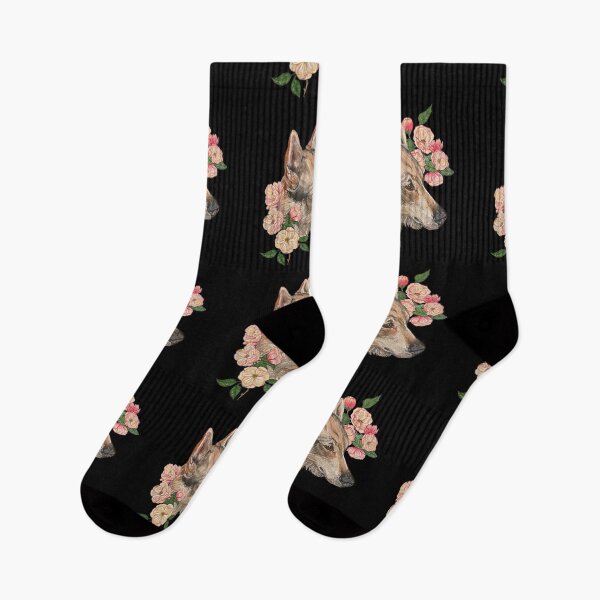 Item preview, Floral wolf black background  designed and sold by Loly artist.