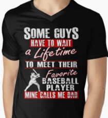 My Favorite Baseball Player Calls Me Dad Men's V-Neck T-Shirt