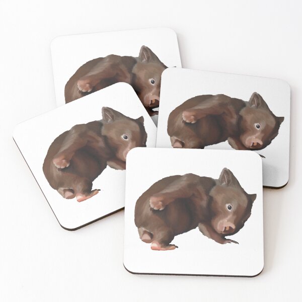 Item preview, Baby Wombat illustration, joey wombat art, realistic australian wombat artwork. Australian theme decor designed and sold by PlumpPlumStudio.