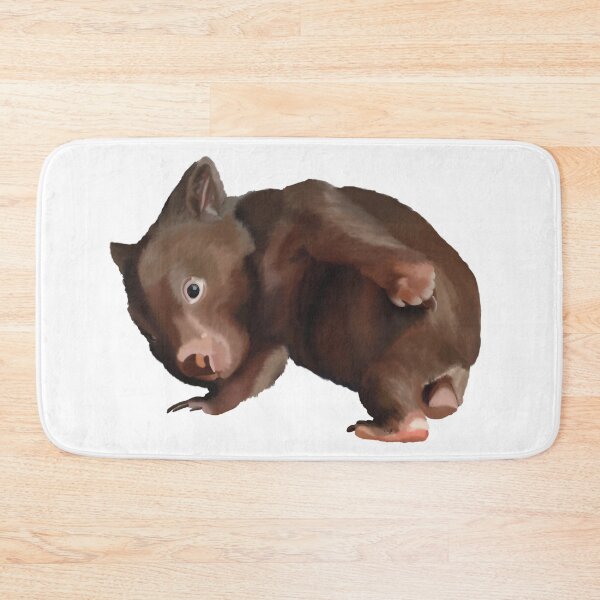 Item preview, Baby Wombat illustration, joey wombat art, realistic australian wombat artwork. Australian theme decor designed and sold by PlumpPlumStudio.