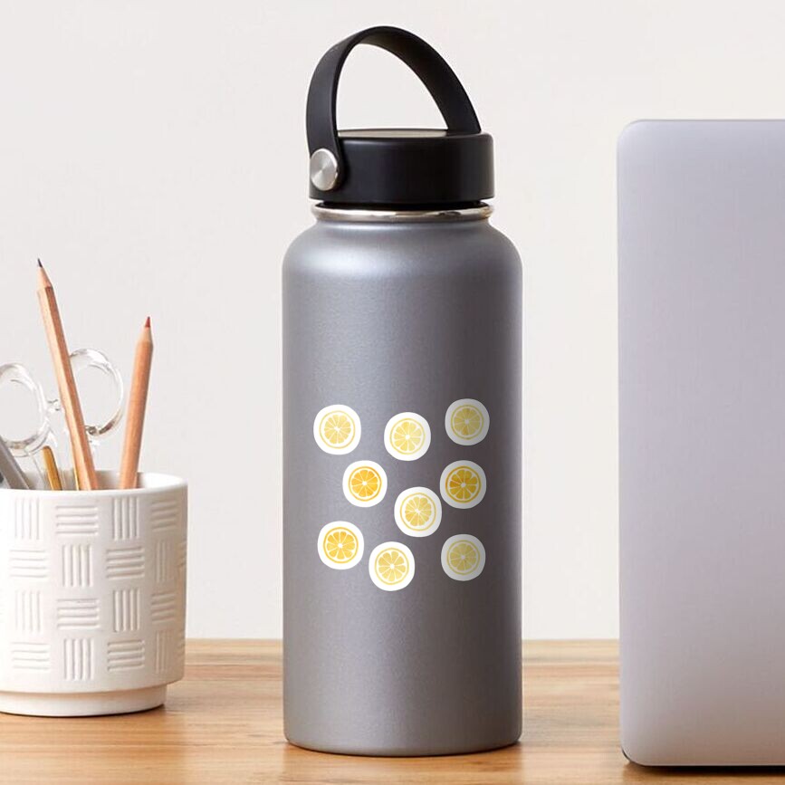 Yellow Watercolor Lemon Slices Pattern Sticker