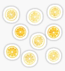 Pegatina Patrón de rodajas de limón amarillo acuarela