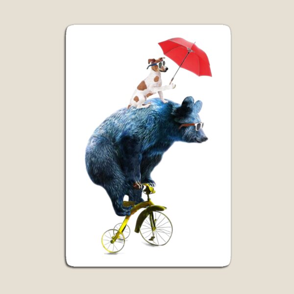Bear And Dog On Tricycle Magnet