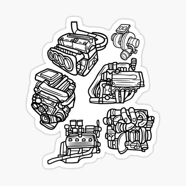 "Engine Blocks" Sticker by Artablehut Redbubble