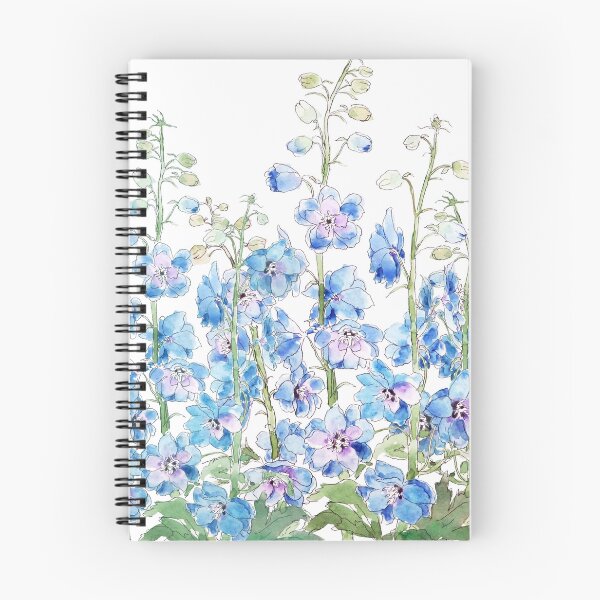 Artikelvorschau, handgemaltes blaues und violettes Ritterspornfeld-Aquarell entworfen und verkauft von SelenePaintings .