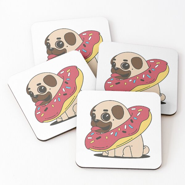 Item preview, Cute Cartoon Pug Dog With Donut Adorable designed and sold by BernardMurray.