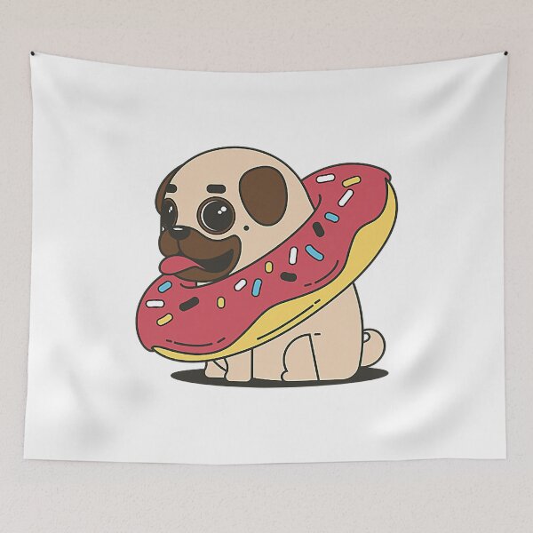 Item preview, Cute Cartoon Pug Dog With Donut Adorable designed and sold by BernardMurray.
