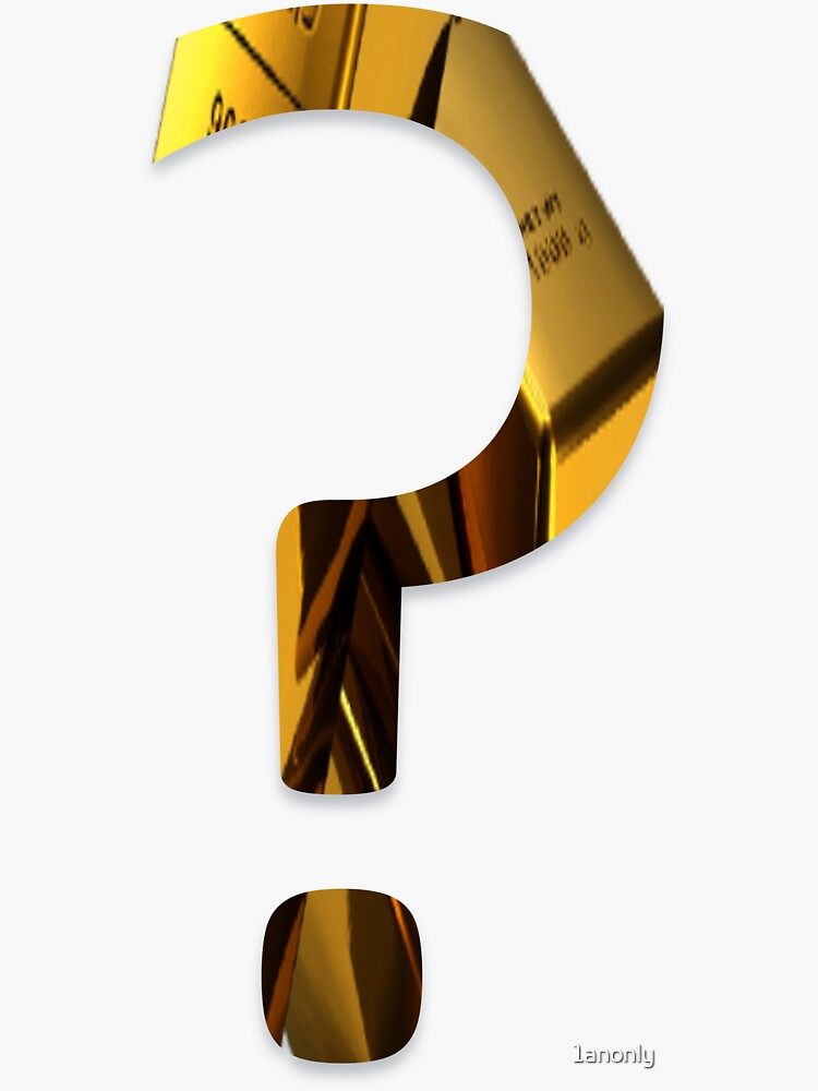 "a gold question mark" Sticker by 1anonly Redbubble