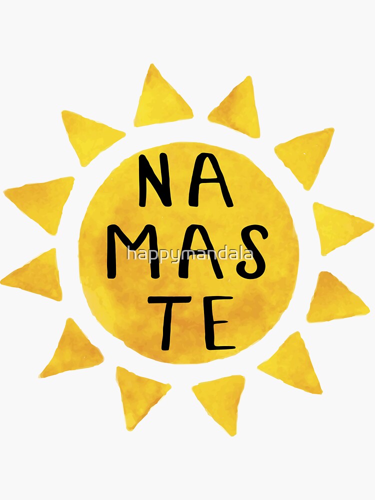 Namaste Sun Black Sticker By Happymandala Redbubble